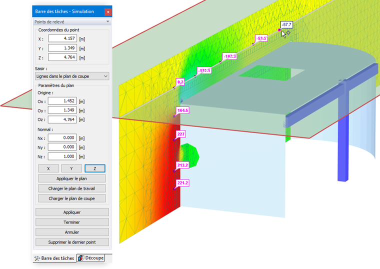 Définition graphique des relevés ponctuels des valeurs de maillage