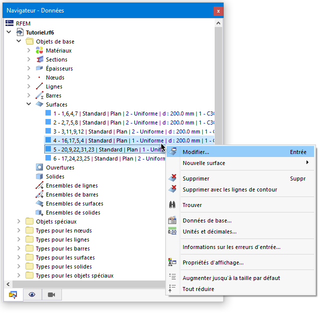 Modification des propriétés de calcul