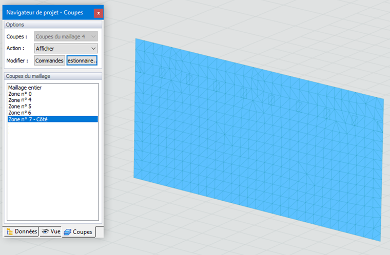 Coupes avec zones de contrôle de la visibilité