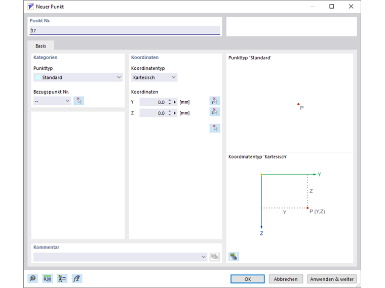 Boite de dialogue « Nouveau point »