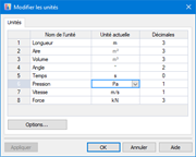 Modifier les unités