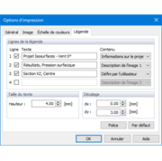 Options d’impression, Légende