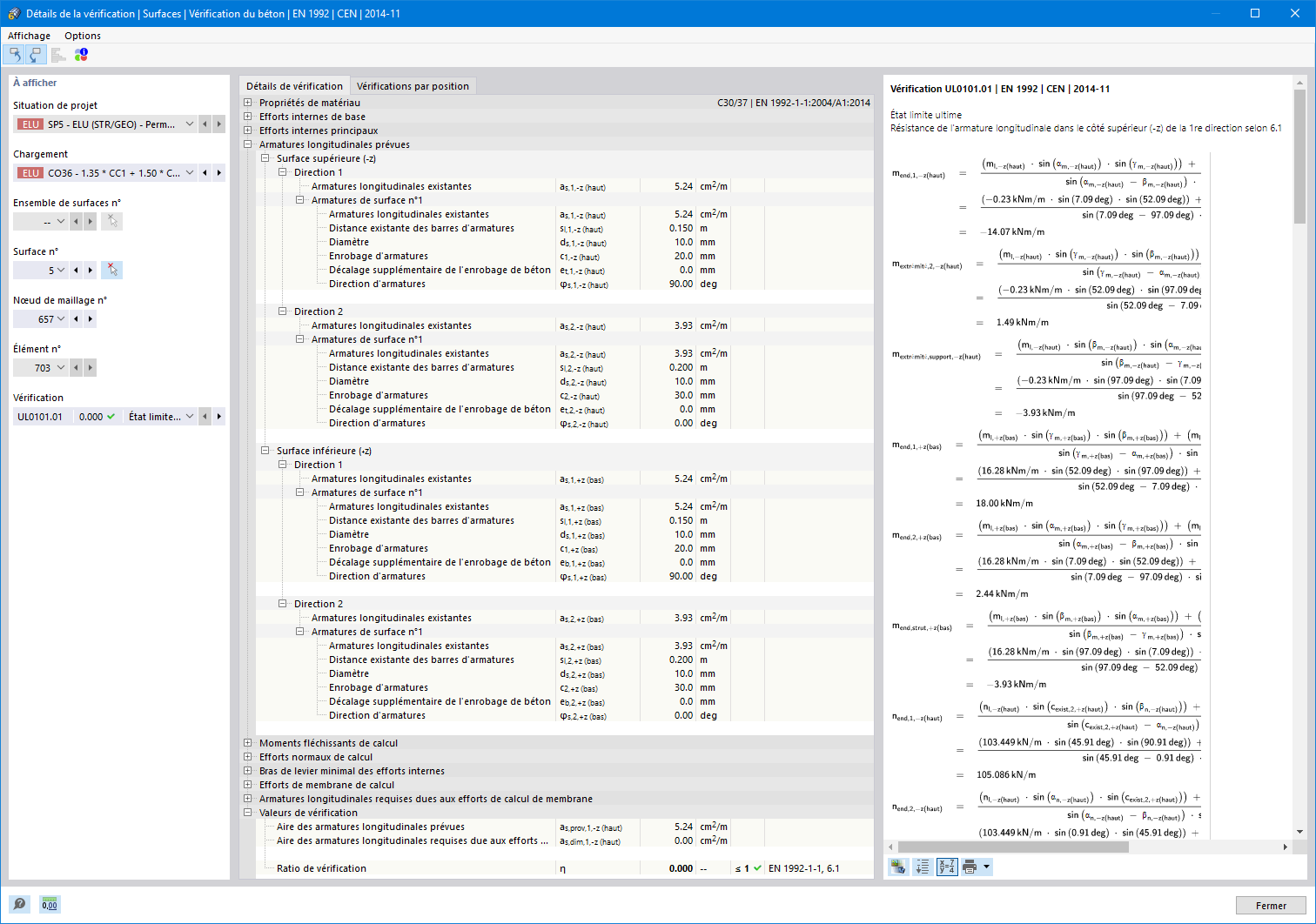 Détails de la vérification des armatures longitudinales
