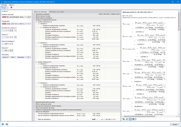 Détails de la vérification des armatures longitudinales