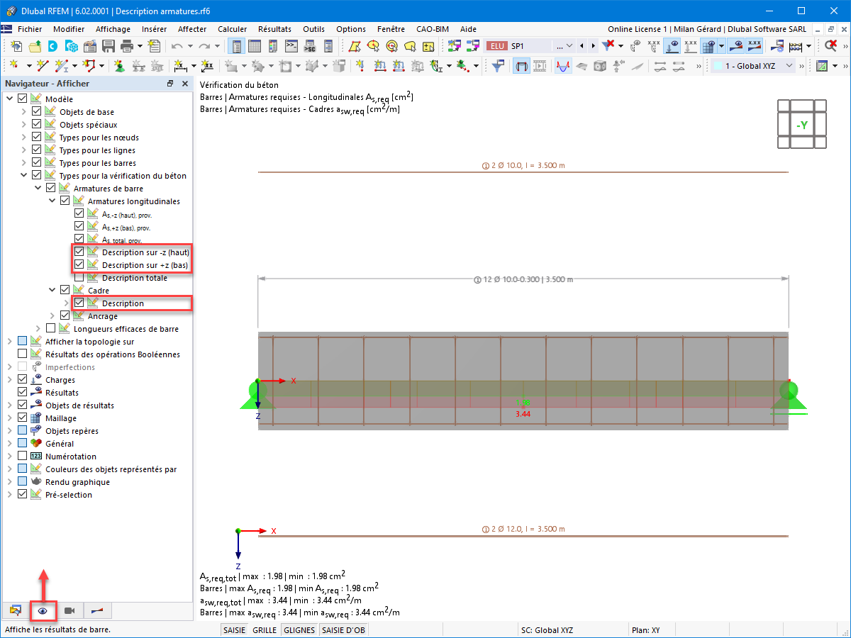 FAQ 005218 | Est-il possible d’afficher dans la description des armatures RFEM 6 ?