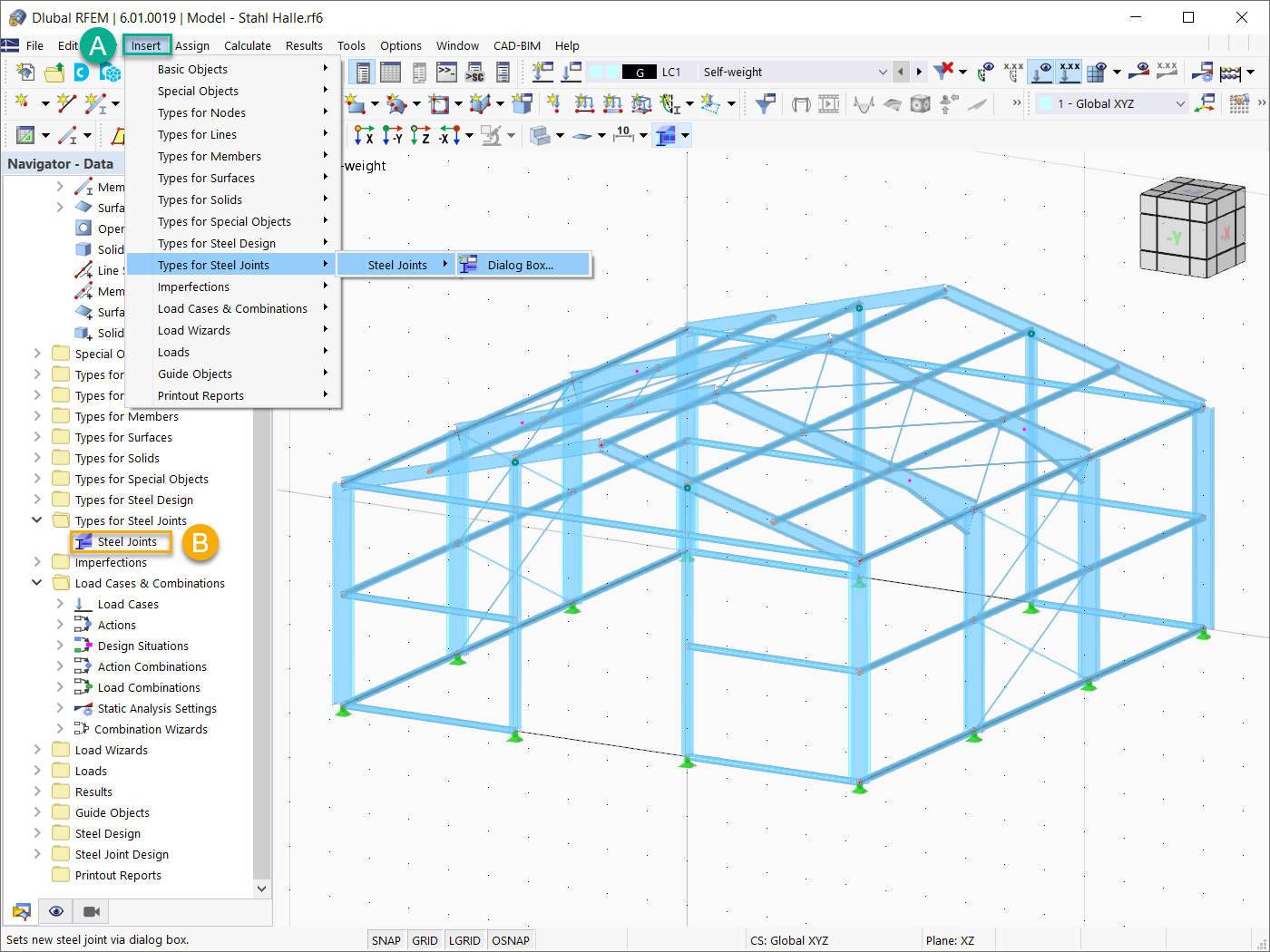 Insertion d’un assemblage en acier