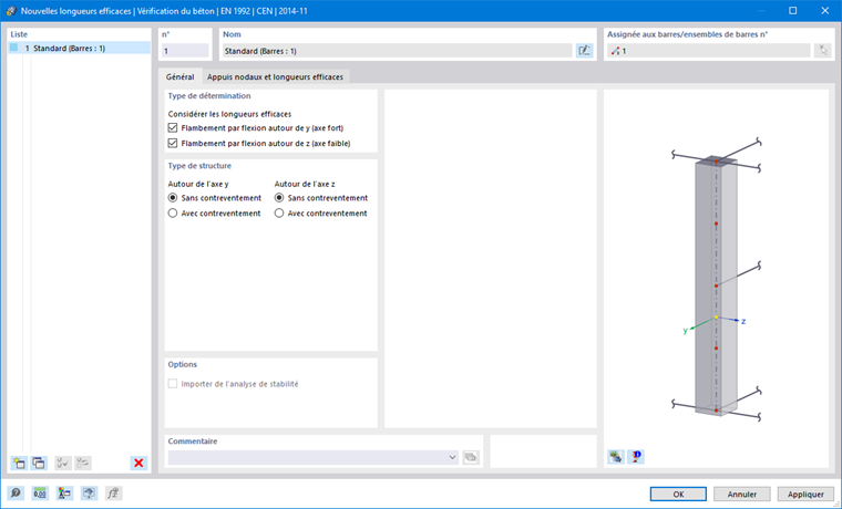 Boîte de dialogue « Nouvelles longueurs efficaces »