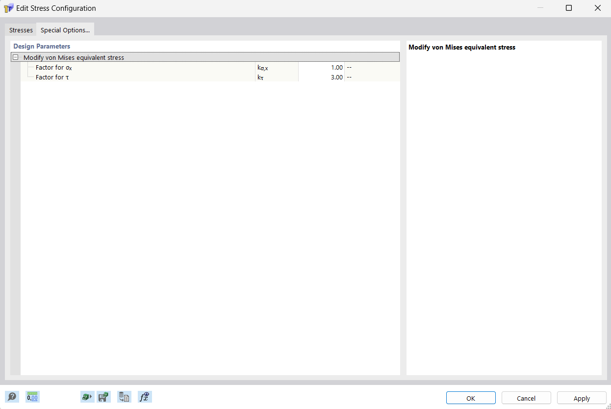 Boîte de dialogue Configuration des contraintes, Onglet Options spéciales