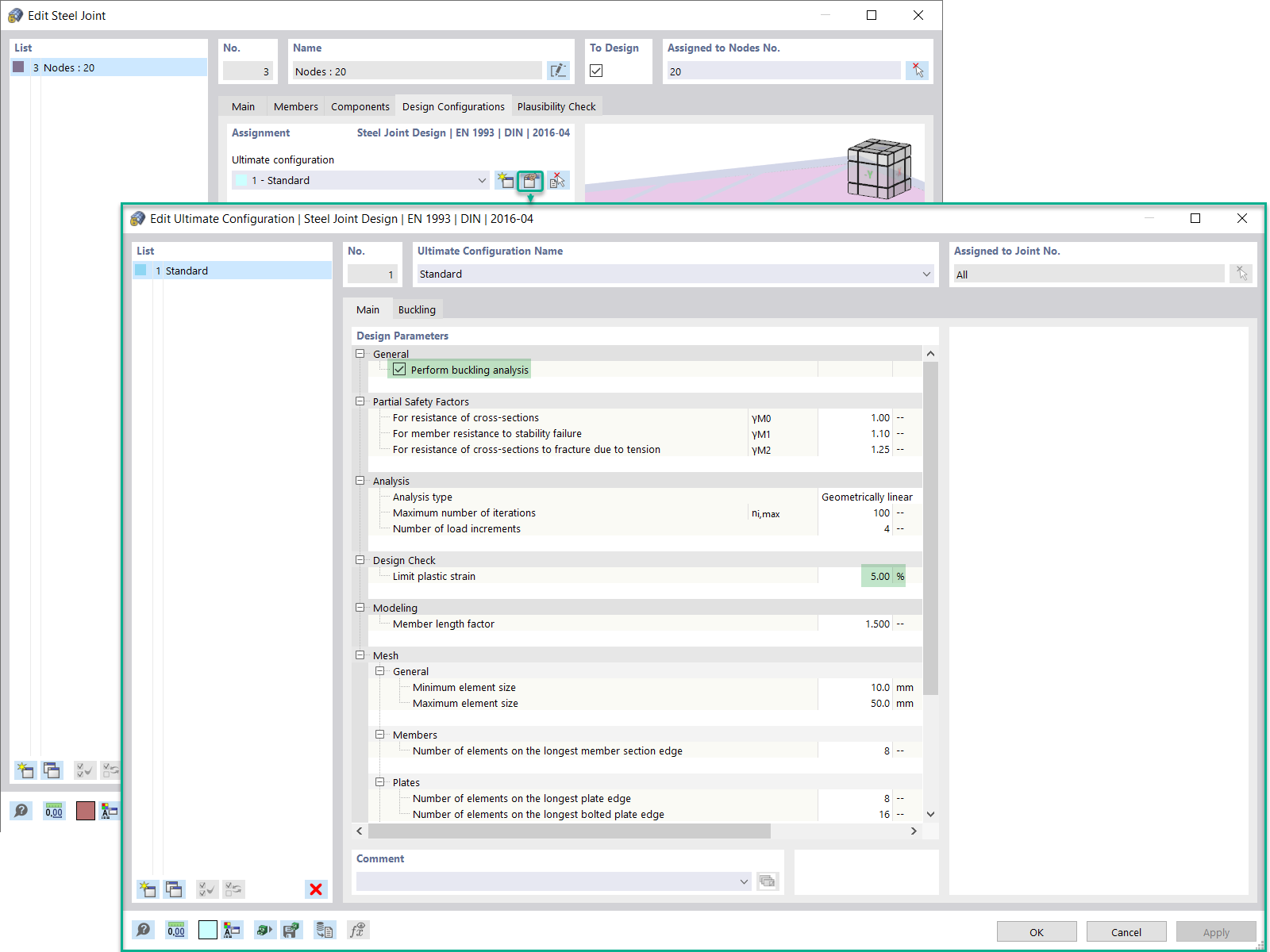 Configuration pour l’ELU