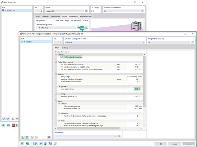 Configuration pour l’ELU