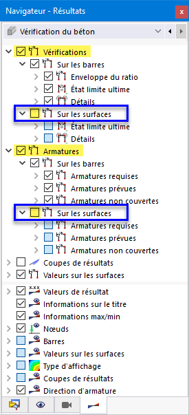 Désactivation des résultats de surface
