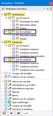 Désactivation des résultats de surface