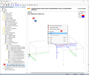Image des armatures inférieures et menu contextuel