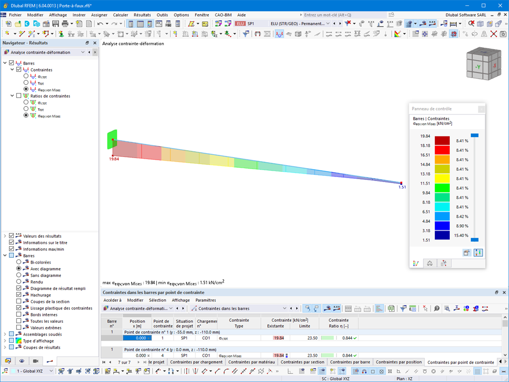 Contraintes de barre