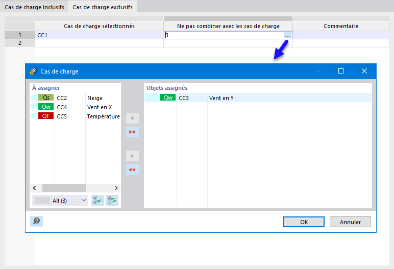 Définition de cas de charge mutuellement exclusifs