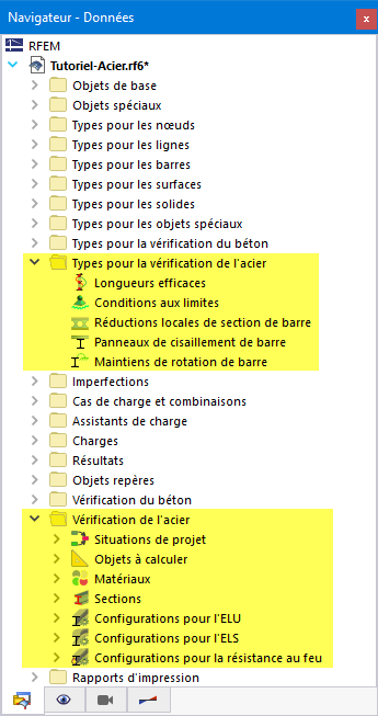 Éléments du navigateur pertinents pour la vérification de l’acier