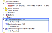 Configurations par défaut pour la vérification de l’acier à l’ELU, à l’ELS et au feu