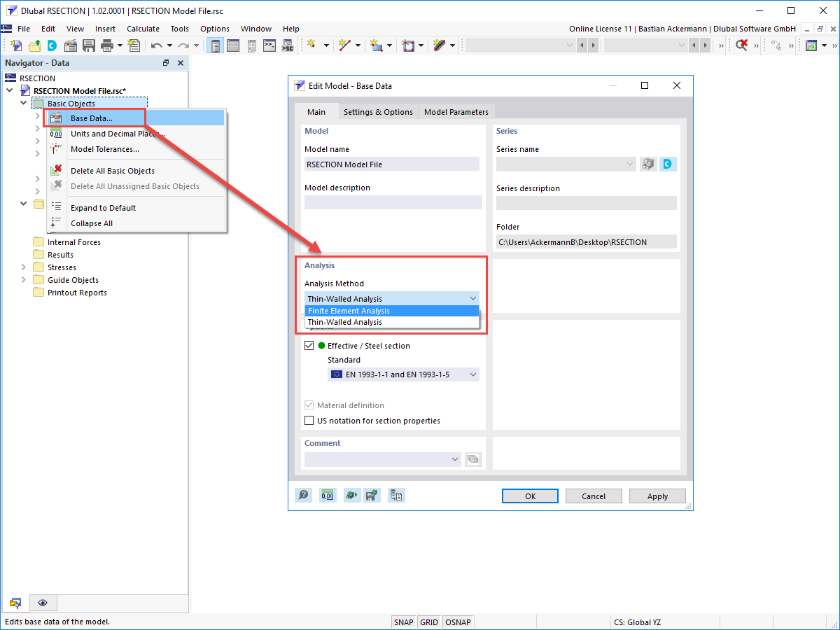 FAQ 005227 | La méthode d'analyse sélectionnée dans RSECTION affecte-t-elle le calcul de section dans RFEM/RSTAB ?