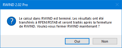 Message de RWIND après le calcul