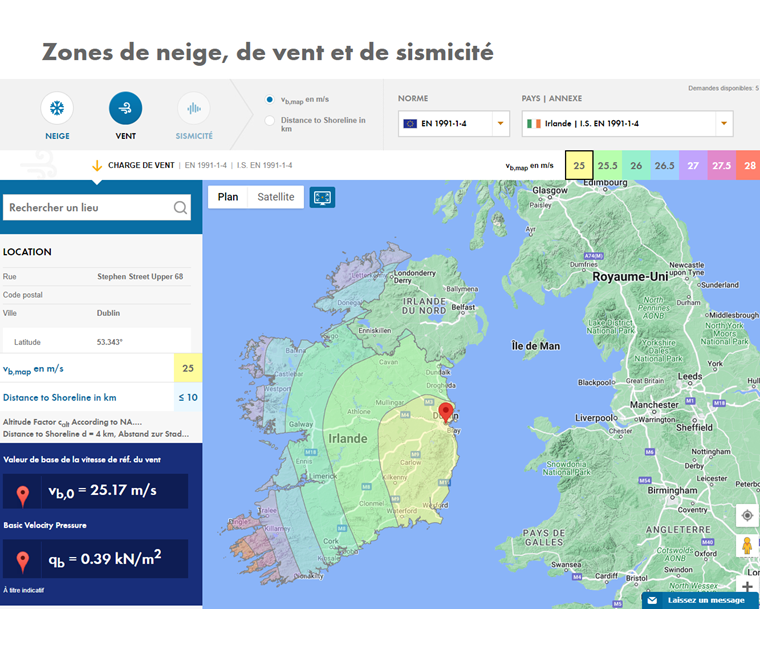 Détermination de la vitesse du vent avec l’outil Geo-Zone de Dlubal