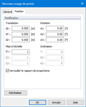 Nouveau nuage de points via la boîte de dialogue, position
