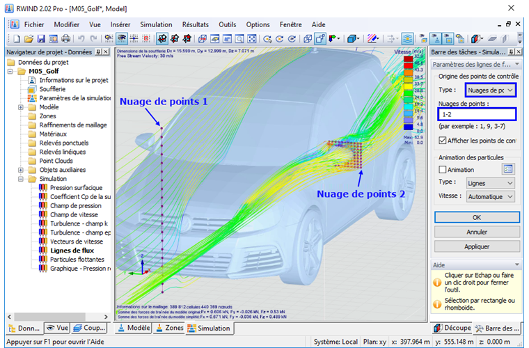 Résultats de nuage de points