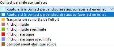 Affichage de la fonction de sélection de zones de contact parallèles aux surfaces