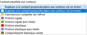 Affichage de la fonction de sélection de zones de contact parallèles aux surfaces