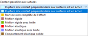 Affichage de la fonction de sélection de zones de contact parallèles aux surfaces