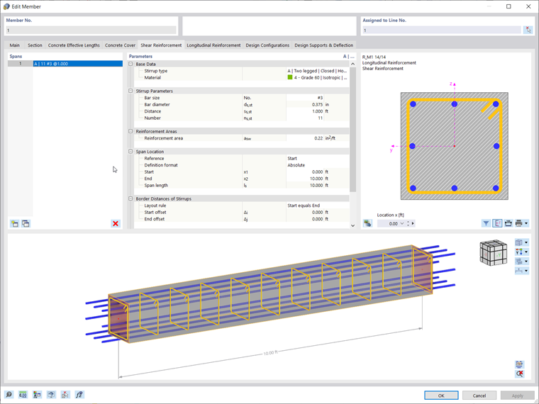 Base de connaissance 001733 | Vérification de poteaux en béton armé selon l'ACI 318-19 dans RFEM 6