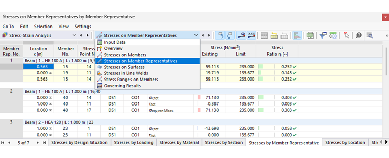 Catégorie "Contraintes des représentants de barre" pour les résultats