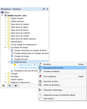 Profils de vent et menu contextuel