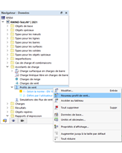 Profils de vent et menu contextuel