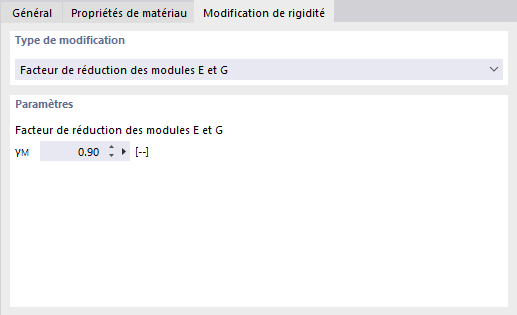 Ajustement de la rigidité du matériau
