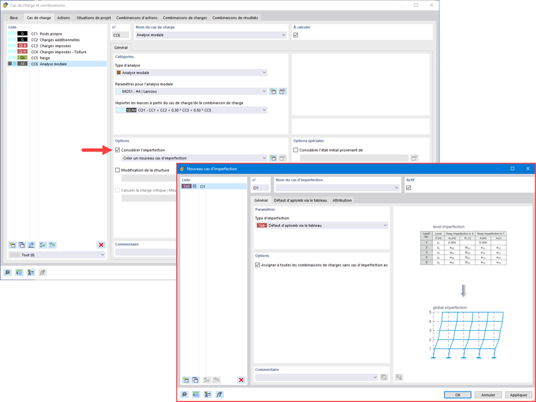 Imperfections applicables dans l’analyse modale