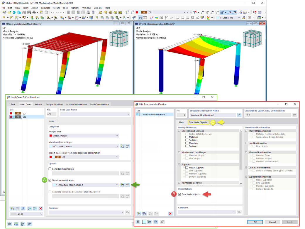 Modification de structure pour l’analyse modale