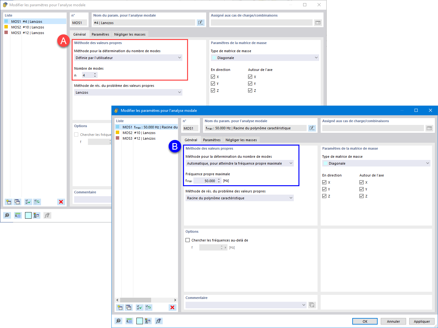 Méthodes de détermination du nombre de modes propres