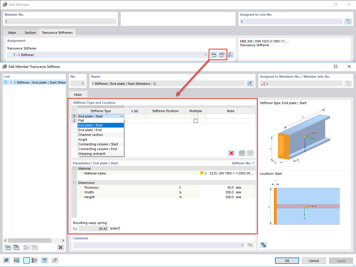 FAQ 005252 | Comment définir un ressort de gauchissement ou une contrainte de gauchissement ?