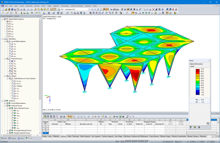Stalactite de bambou déformée (© Ergodomus Timber Engineering)