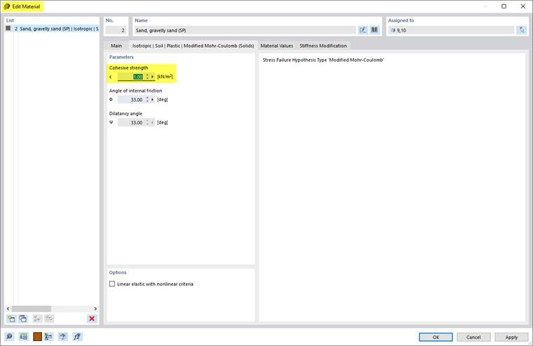 FAQ 005254 | Quelle valeur puis-je utiliser pour la cohésion afin d'éviter les singularités ?