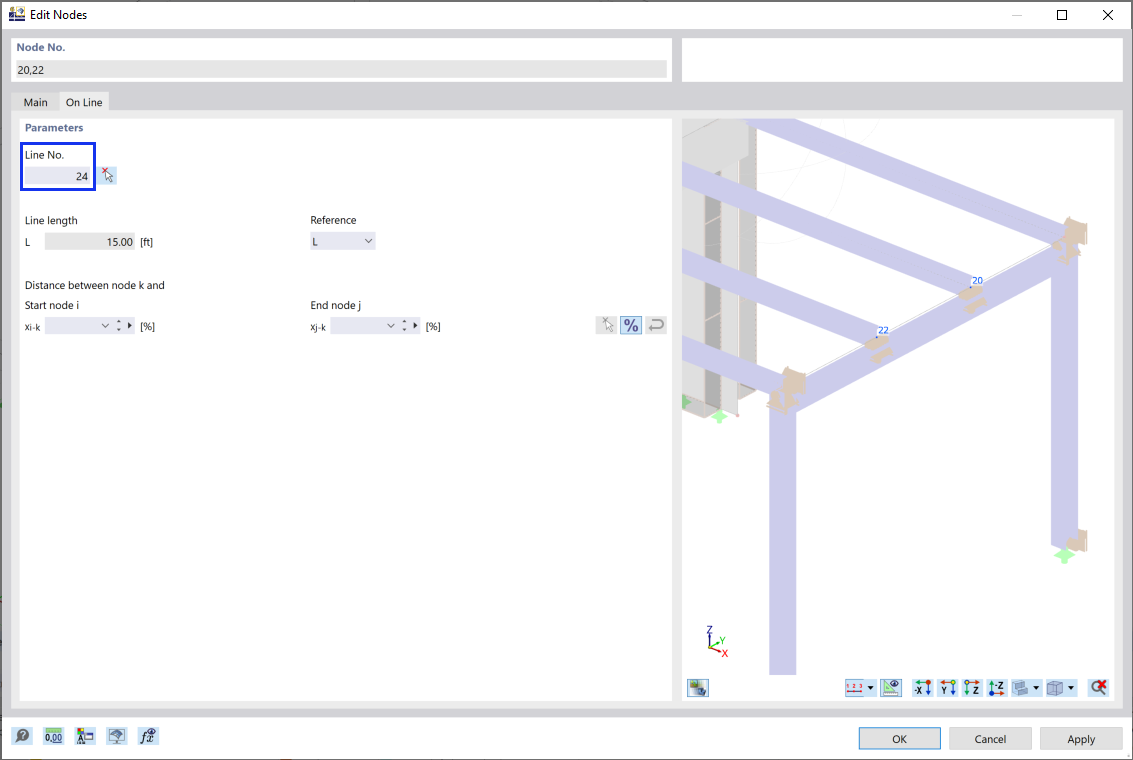 Ligne allouée aux nœuds
