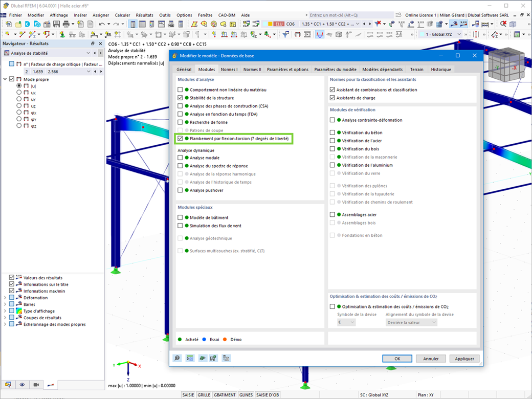 Activation du module complémentaire dans RFEM 6