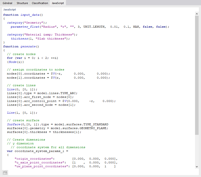 Paramètres JavaScript d’un bloc