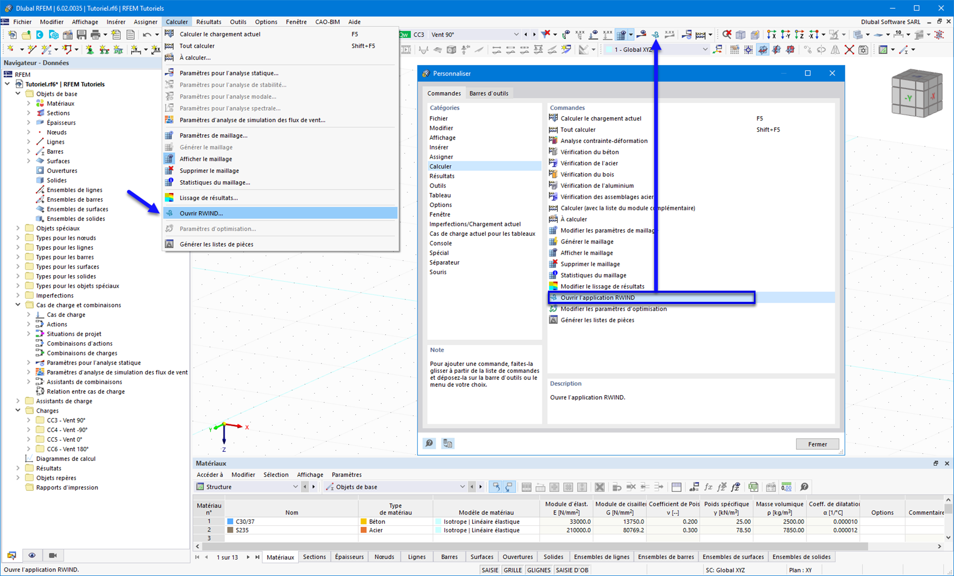 Ouvrir les options de RWIND