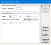 Options des particules flottantes