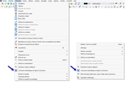Fonction « Connecter automatiquement les lignes/barres » dans le menu (1) et le menu contextuel général (2)