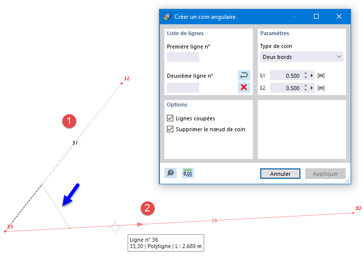 Créer un coin angulaire