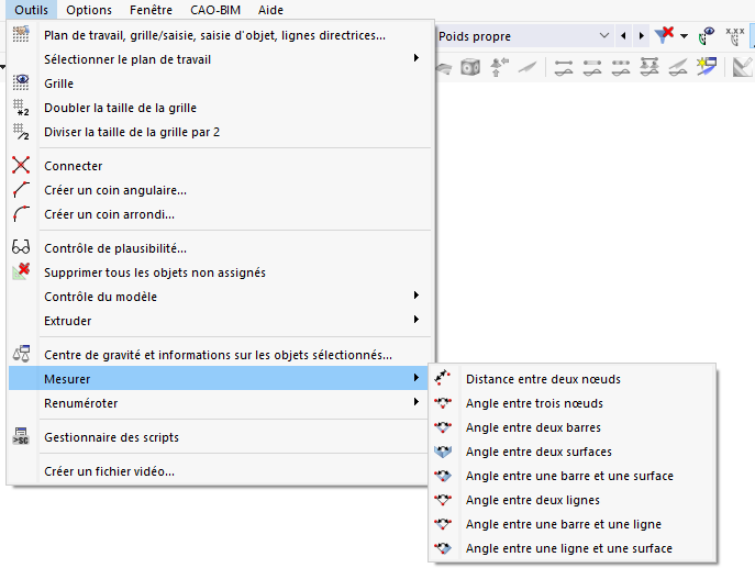 Fonctions du menu « Mesurer »