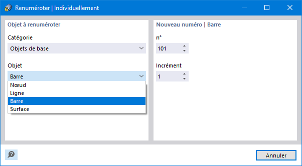 Renuméroter les objets individuellement