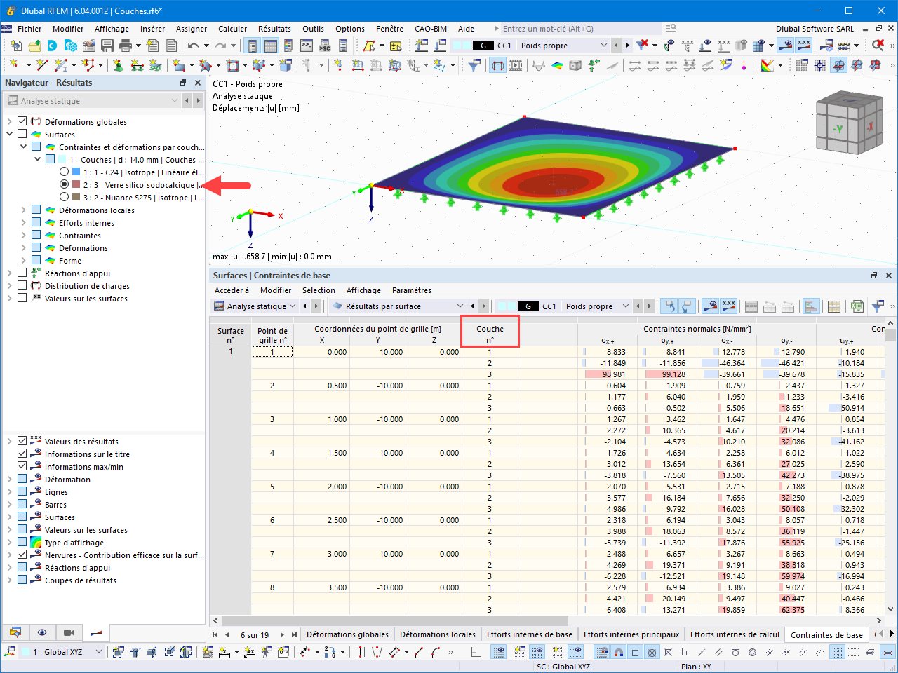 Fonctionnalité 002432 | Tableaux de résultats de surface avec affichage des résultats par couche